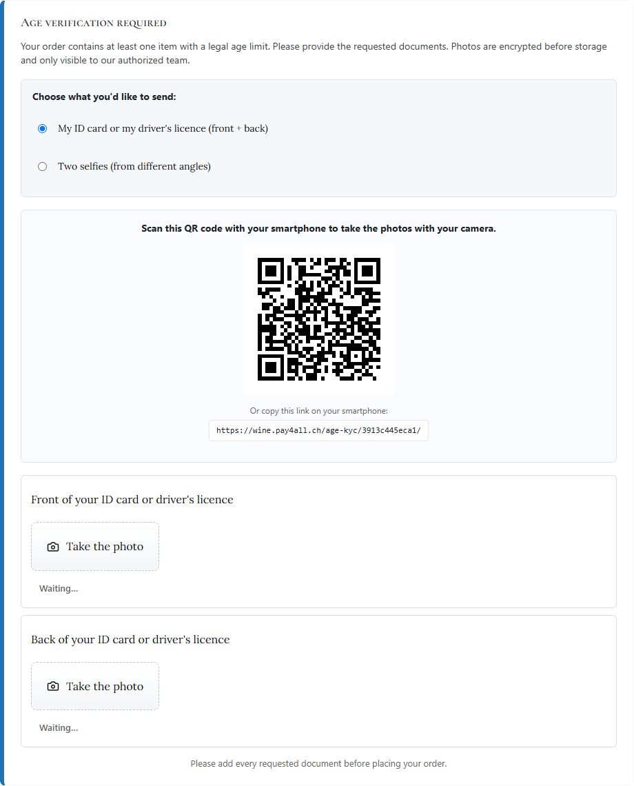 Screenshot 1 of the Pay4All Age plugin